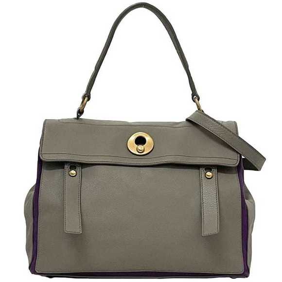 Saint Laurent 2way bag ec-22853 gray purple Muse 295141 leather 529258 SAINT LAU - Picture 1 of 10